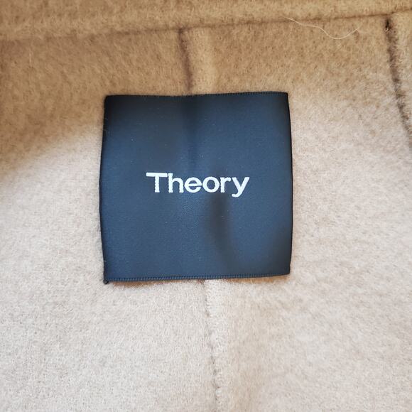 Theory Clairene New Divide Wool Cashmere Coat Jacket Tan Open Front Size Small - Picture 8 of 13
